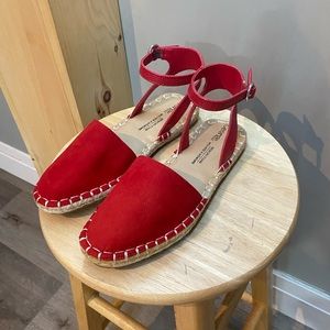 Red closed toed sandals